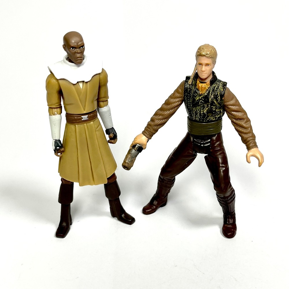 Star Wars Figures Lot Mace Windu Clone Wars Anakin Skywalker Peasant 3.75 Loose
